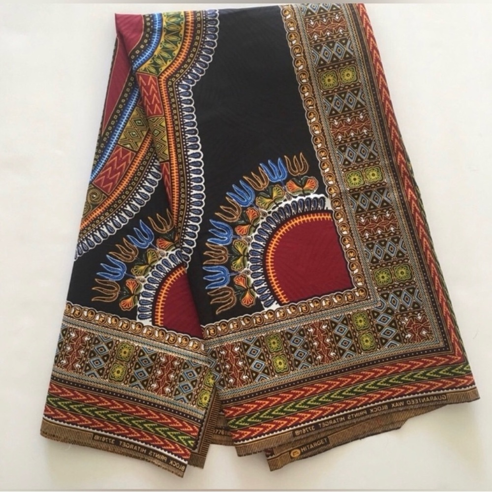 Colorful Black Multicolor Patterned Cotton Fabric